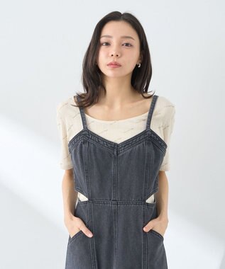 earth music&ecology サイドカットデニムキャミワンピース Black