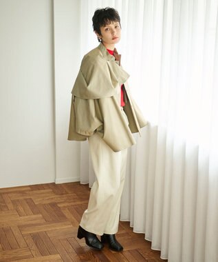 #Newans 【撥水】ラップストールケープトレンチコート シャンブレーベージュ