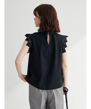 Green Parks ・ＥＬＥＮＣＡＲＥ　ＤＵＥ　リネンライクレースブラウス Black