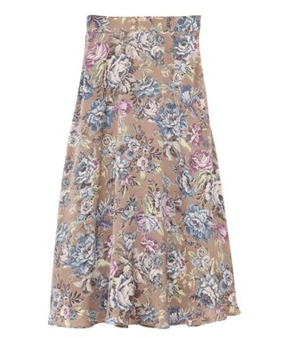 YECCA VECCA ゴブラン柄フレアスカート Camel