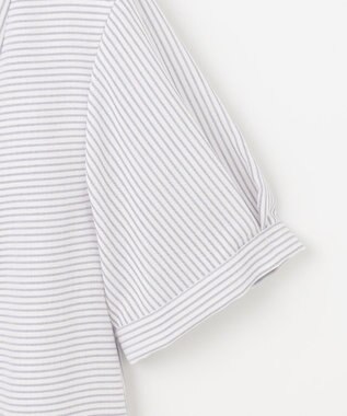 J.PRESS LADIES S 【洗える】ドビー強撚ストライプ 前開き ブラウス ラベンダー系1