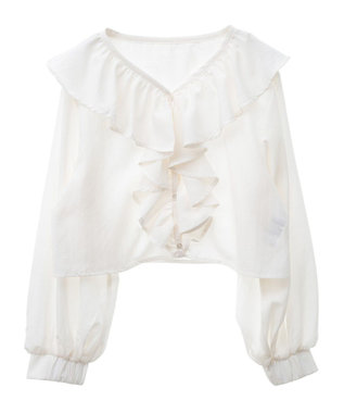 earth music&ecology ラッフルフリルシャツ Off White