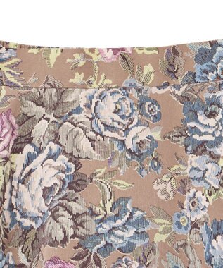 YECCA VECCA ゴブラン柄フレアスカート Camel