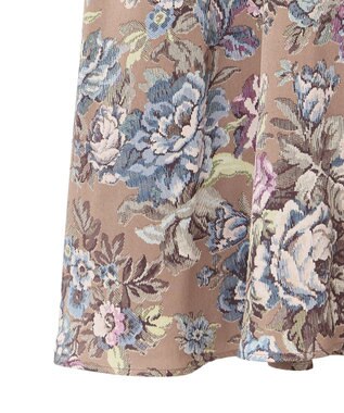 YECCA VECCA ゴブラン柄フレアスカート Camel