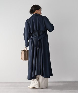 YECCA VECCA 【UVカット/花粉ガード】素材MIXトレンチコート Navy