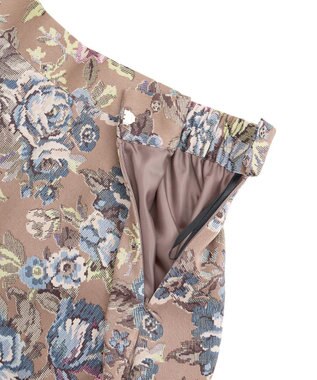 YECCA VECCA ゴブラン柄フレアスカート Camel