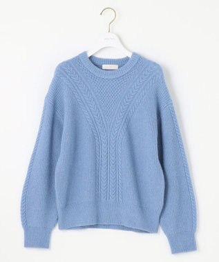ANY SIS 【洗える】フロントケーブルポイントアンゴラブレンド ニット スカイブルー