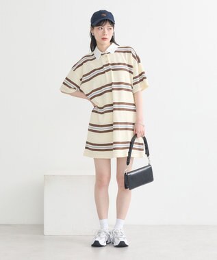 earth music&ecology レトロボーダーラガーミニワンピース Border Blue