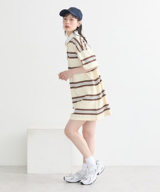 earth music&ecology レトロボーダーラガーミニワンピース Border Blue