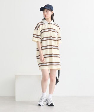 earth music&ecology レトロボーダーラガーミニワンピース Border Blue