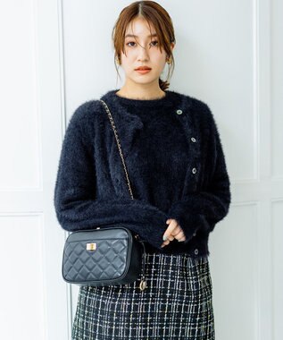 組曲 ナイロンファー カーディガン ブラック系