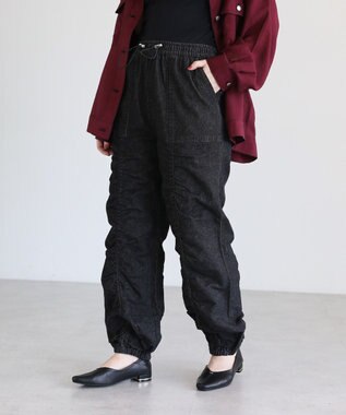 Green Parks ・ＳＵＧＡＲ　ＳＰＯＯＮ　デニムギャザーパンツ Black