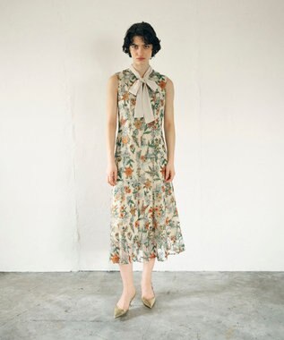 GRACE CONTINENTAL フラワーマーメイドドレス イエロー