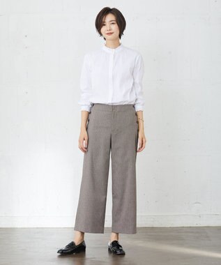 J.PRESS LADIES L 【洗える】Mixツイードチェック  セミワイド パンツ ブラウン系3