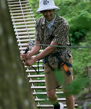 PW CIRCULUS 【MEN】ストライプカモフラ メッシュポケットシャツ ゴルフ カーキ系5