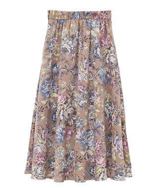 YECCA VECCA ゴブラン柄フレアスカート Camel