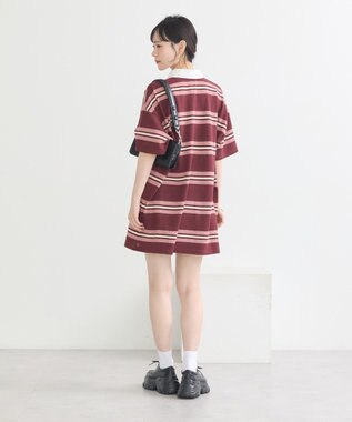 earth music&ecology レトロボーダーラガーミニワンピース Border Pink