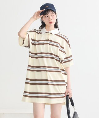 earth music&ecology レトロボーダーラガーミニワンピース Border Blue