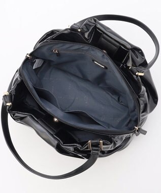 LA BAGAGERIE ソフトエナメル2WAYハンドバッグ Mサイズ ブラック