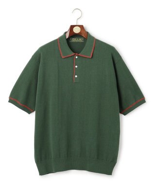 J.PRESS MEN 【WEB・一部店舗限定】Blancket Stitch Knit Polo グリーン系
