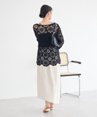 earth music&ecology クロシェ風プルオーバー Black