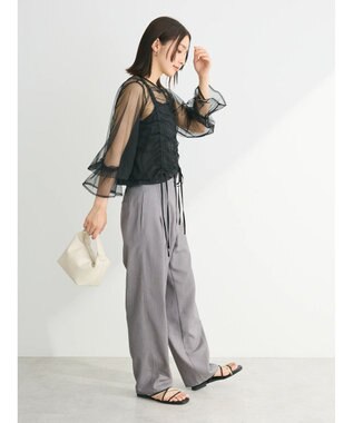 Green Parks ・ＥＬＥＮＣＡＲＥ　ＤＵＥ　チュールギャザーブラウス Black