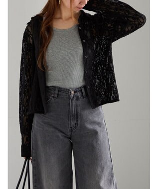 Te chichi 起毛レースシャツ ブラック