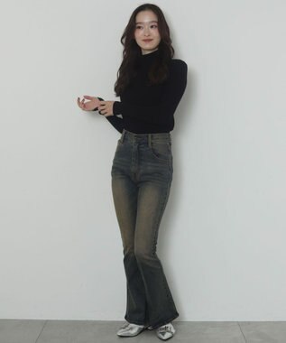 WEGO 【2025年秋冬新作】リブタートルニット ブラック