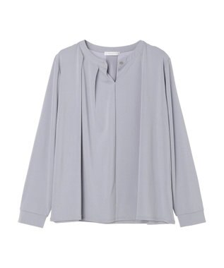 Green Parks ＢＰ　釦付き長袖ブラウソー Sax