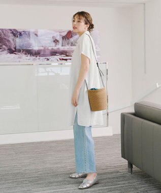 Tiaclasse 【洗える】フレンチスリーブリネンチュニックシャツ オフホワイト