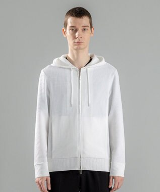 JOSEPH HOMME 新色追加【オリジナル素材/シワになりにくい】ライトタックジャージー ジップアップパーカー ホワイト系