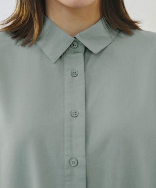 Tiaclasse 【洗える】フレンチスリーブリネンチュニックシャツ ミント