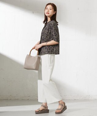 J.PRESS LADIES 【洗える】ボタニカルプリント ブラウス カーキ系5