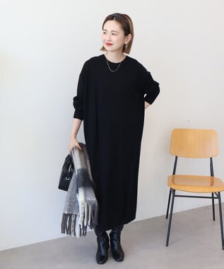 AMERICAN HOLIC バイパチボックスニットワンピース Black