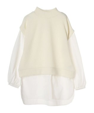 Green Parks ニットソードッキングチュニック Ecru
