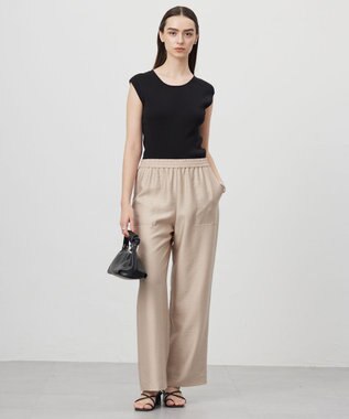 ICB 【人気のため新色追加・接触冷感・洗える】 ワッシャーツイル ワイドストレートパンツ シャモア系