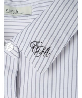 earth music&ecology ワンポイントロゴシャツ Stripe Gray