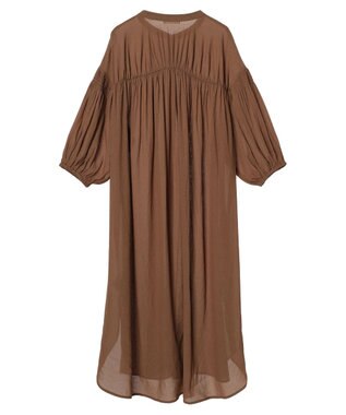 CRAFT STANDARD BOUTIQUE ウ゛ィンテージボイル袖シャーリングワンピース Brown