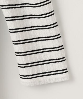 ANY SIS 【洗える】ミニケーブルジャカード プルオーバー オフ×ブラックボーダー