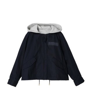 earth music&ecology パーカー付きミリタリーブルゾン Navy