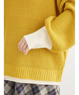 Green Parks ・Ｐｅｔｉｔ　Ｆｌｅｕｒ　レイヤード風ハイショクニット Yellow