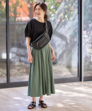 ANY シャーリングランタンスリーブトップス ブラック