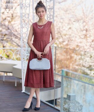 Tiaclasse 【新色追加・洗える】大人上品な総レースワンピース ピンク