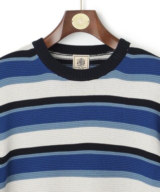 J.PRESS MEN ドライメッシュ ボーダーセーター ネイビー系1