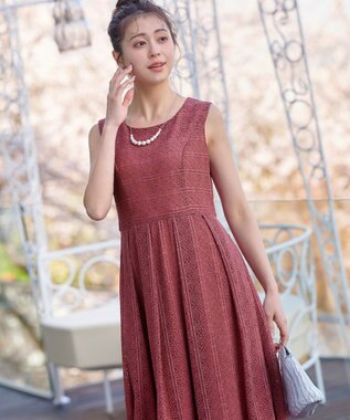 Tiaclasse 【新色追加・洗える】大人上品な総レースワンピース ピンク