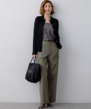 23区 【先行予約】ワイドリブ ポロニット カーディガン ブラック系