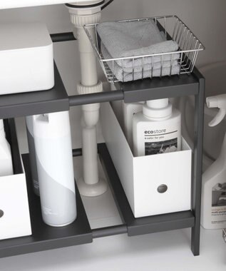 tower 伸縮シンク下ラック 2段 タワー D40 ブラック ブラック