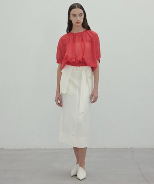 BEIGE， 【洗える】BERNARD / リネンアウトポケットハイウエストスカート Meringue