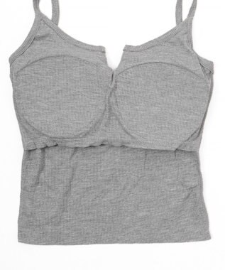 WEGO 【カップ付きインナー】グラフィックリブキャミソール グレー