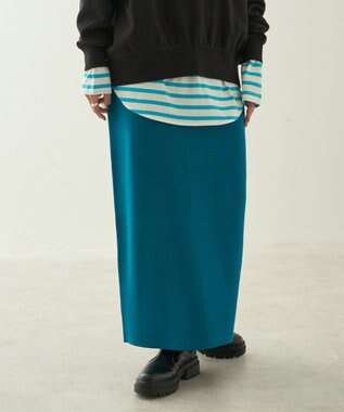 AMERICAN HOLIC ミラノリブニットタイトスカート Blue Green